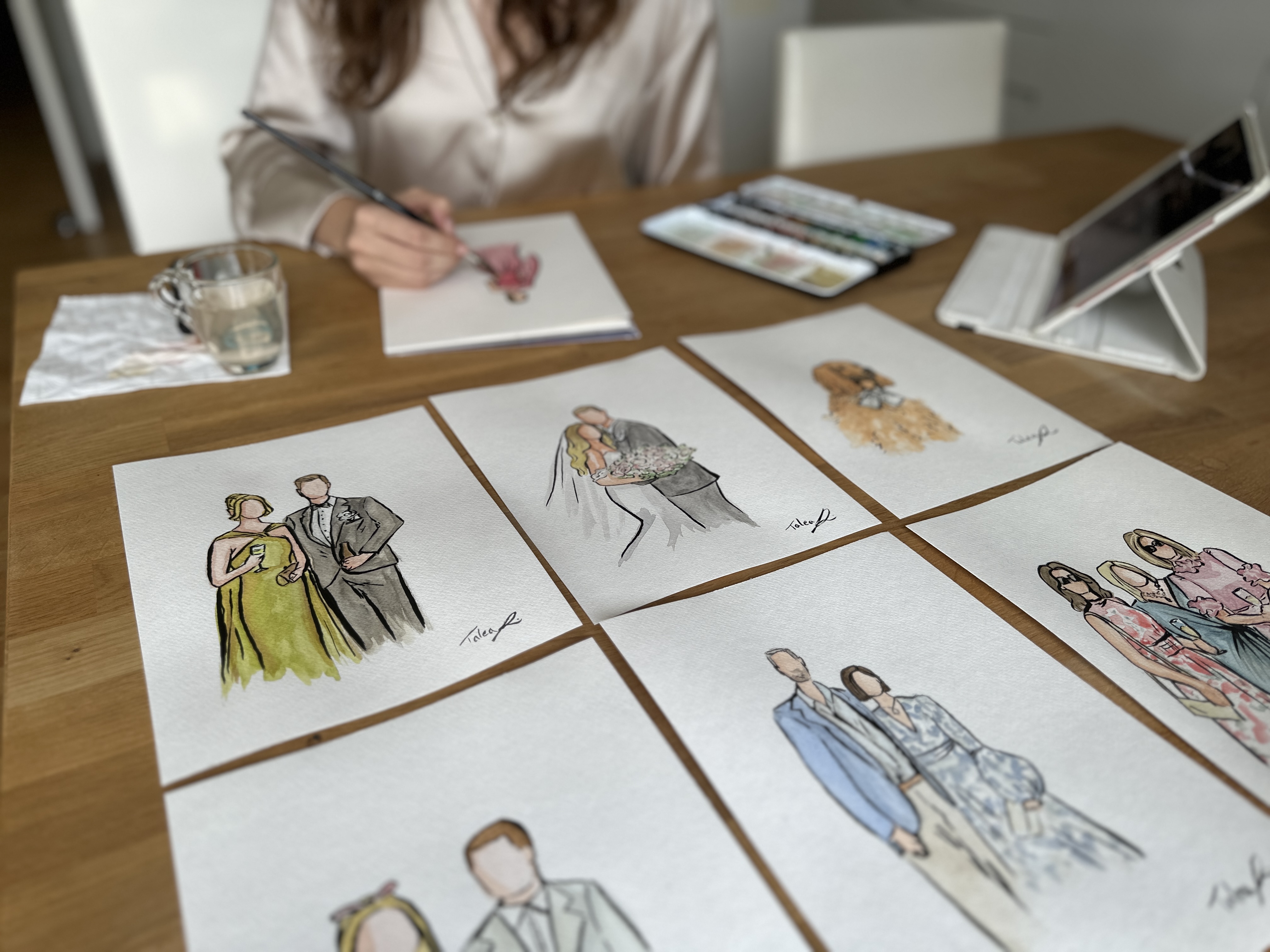 Aquarellillustration einer Hochzeitsgästin
